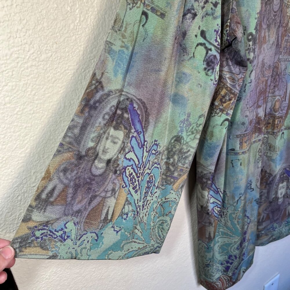 Citron Santa Monica Silk Blend Tunic Dress 2X Buddha Inspired Print - Picture 5 of 8